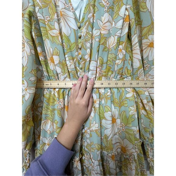 NWOT Rachel Parcell Daisy Floral Chiffon Drawstring Midi-Dress Women's XS - Picture 10 of 12